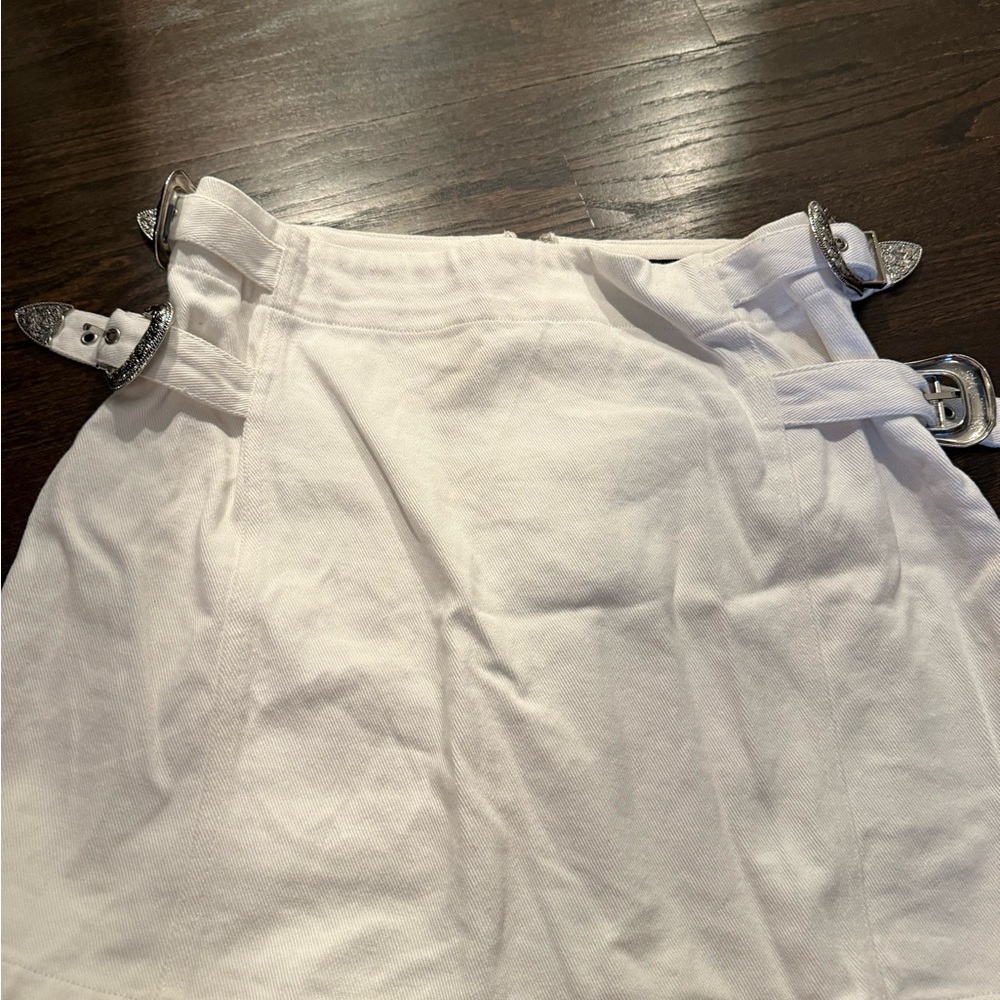 White Skirt with Silver Buckles